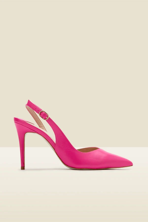 Carmen Hot Pink Leather Slingback Court Shoe 6 Carmen Hot Pink Leather Slingback Court Shoe - Image 4