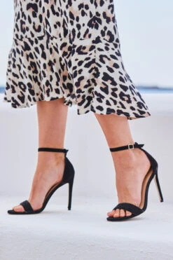 Nia Black Suede Barely There High Heel Sandal -Sosandar Fashion Store web crop 2305 51 s23dw139nean01 51 290