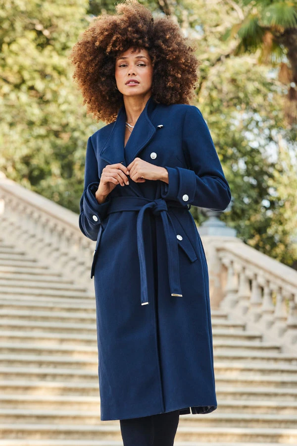 Navy Blue Military Longline Belted Coat 3 Navy Blue Military Longline Belted Coat