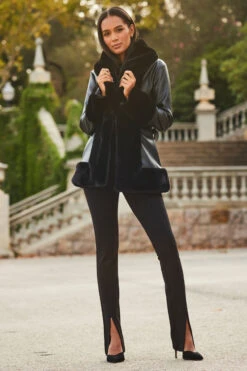 Black Faux Leather Coat With Faux Fur Trim 13 Black Faux Leather Coat With Faux Fur Trim -Sosandar Fashion Store web crop 2309 88 a23op007bk0001 a23bj002bk0001 a20tk001bk0001 88 040