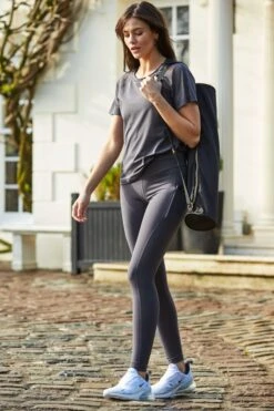 Charcoal Grey Mesh Sleeve Breathe Activewear T Shirt -Sosandar Fashion Store web d1s2 s21aw005 s21aw008 s21aw002 26986 1