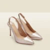 Sierra Champagne Gold Leather Slingback Court Shoe 2 Sierra Champagne Gold Leather Slingback Court Shoe -Sosandar Fashion Store web gold slingbacks 2