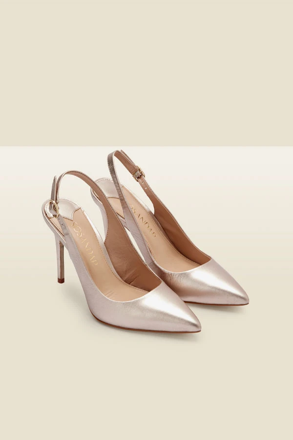 Sierra Champagne Gold Leather Slingback Court Shoe 3 Sierra Champagne Gold Leather Slingback Court Shoe