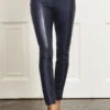 Navy Blue Leather Look Seam Detail Premium Leggings -Sosandar Fashion Store web hi s29 a20tk001pt0004 054 rt