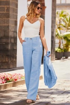 Pastel Blue Linen Wide Leg Trouser -Sosandar Fashion Store web hi 2304 57 s23bw019nl0003 s20ow006nl0003 s23tj110cm0001 57 389 rt