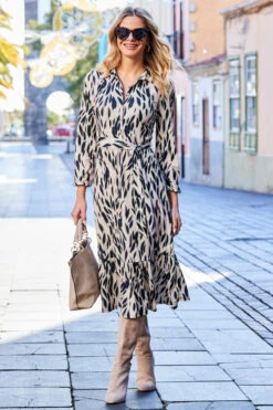 Animal Print Ruffle Hem Midi Shirt Jersey Dress 10 Animal Print Ruffle Hem Midi Shirt Jersey Dress -Sosandar Fashion Store web rt 04 s23dj089bran01 015