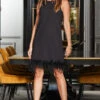 Black Feather Trim Shift Dress -Sosandar Fashion Store web rt 142 a22dw069bk0001 016