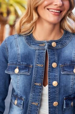 Dark Indigo Round Neck Pocket Front Denim Jacket 11 Dark Indigo Round Neck Pocket Front Denim Jacket -Sosandar Fashion Store web rt 17 s23od002io003w s23bp007bk0001 244 1