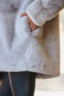 Taupe Premium Faux Fur Coat With Button Detail -Sosandar Fashion Store web rt 31 s21bd014be0028 307 1