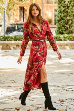 Red Multi Print Midi Shirt Dress -Sosandar Fashion Store web rt 71 a21dw038rd0017 142