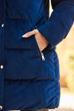 Navy Blue Luxe Velvet Padded Coat -Sosandar Fashion Store web rt 77 a22ow004be0003 223