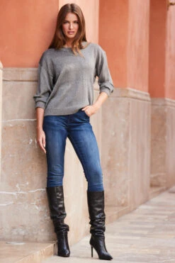 Silver Metallic Knit Jumper 13 Silver Metallic Knit Jumper -Sosandar Fashion Store web rt 90 a20tk003mc0012 015