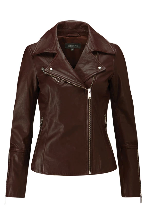 Chocolate Brown Leather Biker Jacket 9 Chocolate Brown Leather Biker Jacket - Image 7