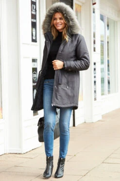 Grey Luxe Faux Fur Hooded Parka Coat 13 Grey Luxe Faux Fur Hooded Parka Coat -Sosandar Fashion Store web s20ow008 573993