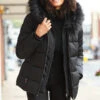 Black Faux Fur Trim Luxe Padded Coat