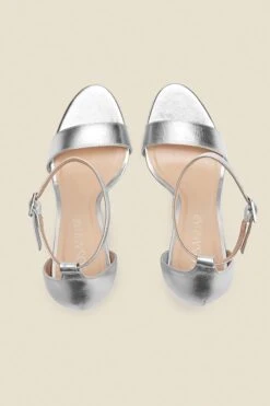 Nia Silver Leather Barely There High Heel Sandal (10.5cm Heel) -Sosandar Fashion Store web s21fe003pk b rt