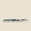 Silver Patent Leather Slim Waist Belt With Silver Clasp