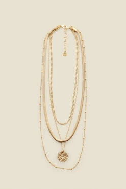 Gold Plated Layered Hammered Pendant Necklace 7 Gold Plated Layered Hammered Pendant Necklace -Sosandar Fashion Store web s22ac038mc0017