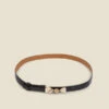 Black Twist Trim Slim Leather Waist Belt -Sosandar Fashion Store web s22ac050bk b