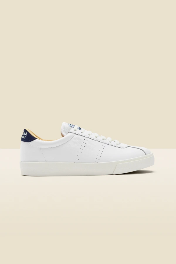 Superga White Leather Navy Blue Heel Trainers 4 Superga White Leather Navy Blue Heel Trainers - Image 2