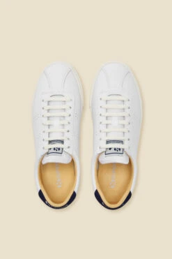 Superga White Leather Navy Blue Heel Trainers 7 Superga White Leather Navy Blue Heel Trainers -Sosandar Fashion Store web s22fw007be c