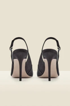 Eve Black Rhinestone Detail Slingback Court Shoe -Sosandar Fashion Store web s22fw019bk b