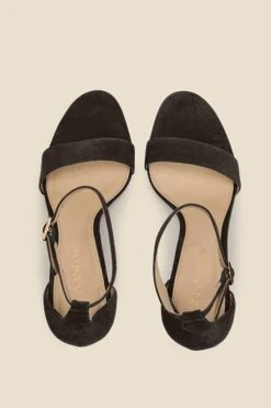 Nia Black Suede Barely There High Heel Sandal (9cm Heel) -Sosandar Fashion Store web s22fw028rd001 c black rt 1