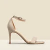 Nia Ecru Leather Barely There High Sandal -Sosandar Fashion Store web s22fw029nl0002 b rt