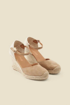 Alana Taupe Suede Ankle Strap Wedge Espadrille
