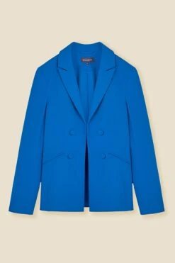 Cobalt Blue Tuxedo Blazer Jacket -Sosandar Fashion Store web s22ow050pk0026 cobalt blue rt