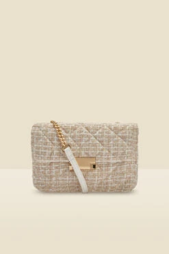 Natural Boucle Clasp Detail Cross Body Bag