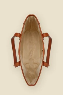 Natural Tote Bag With Contrast Tan Trim -Sosandar Fashion Store web s23ac008nl0006 c