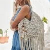 White Macrame Tassel Trim Tote Bag 1 White Macrame Tassel Trim Tote Bag -Sosandar Fashion Store web s24ac062we0001 144