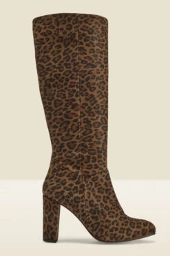 Leopard Print Suede Zip Knee High Boot -Sosandar Fashion Store web sa18fw39ld b rt