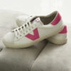 Victoria Hot Pink V Detail Leather Trainers