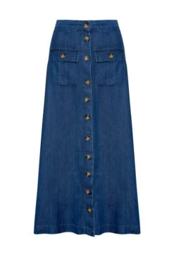 Indigo Blue Pocket Detail Denim Midi Skirt 7 Indigo Blue Pocket Detail Denim Midi Skirt -Sosandar Fashion Store web sosandar 21st jan132968