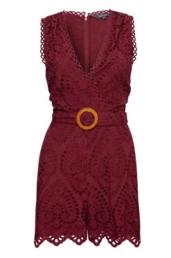 Petite Burgundy Broderie Wrap Front Playsuit 14 Petite Burgundy Broderie Wrap Front Playsuit -Sosandar Fashion Store web sosandar 23rd march136337 1