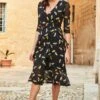Black Floral Print Mesh Wrap Midi Jersey Dress -Sosandar Fashion Store web sosandar february malta 2020 day1 shot 28 5179