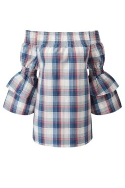 Checked Bardot Top 17 Checked Bardot Top -Sosandar Fashion Store web ss18tp 73 checked bardot top