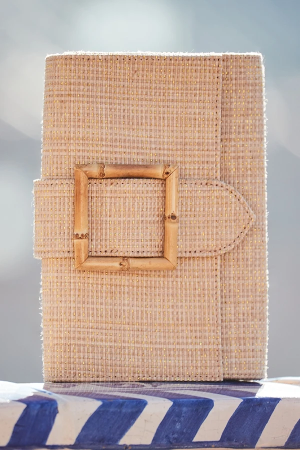 Natural Raffia Bamboo Clasp Detail Clutch Bag 7 Natural Raffia Bamboo Clasp Detail Clutch Bag - Image 5