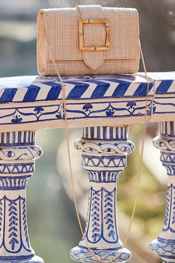 Natural Raffia Bamboo Clasp Detail Clutch Bag 3 Natural Raffia Bamboo Clasp Detail Clutch Bag