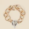 Gold Chunky Contrast Toggle Detail Bracelet -Sosandar Fashion Store web web 2308 box a23ac126mc0003 a 1